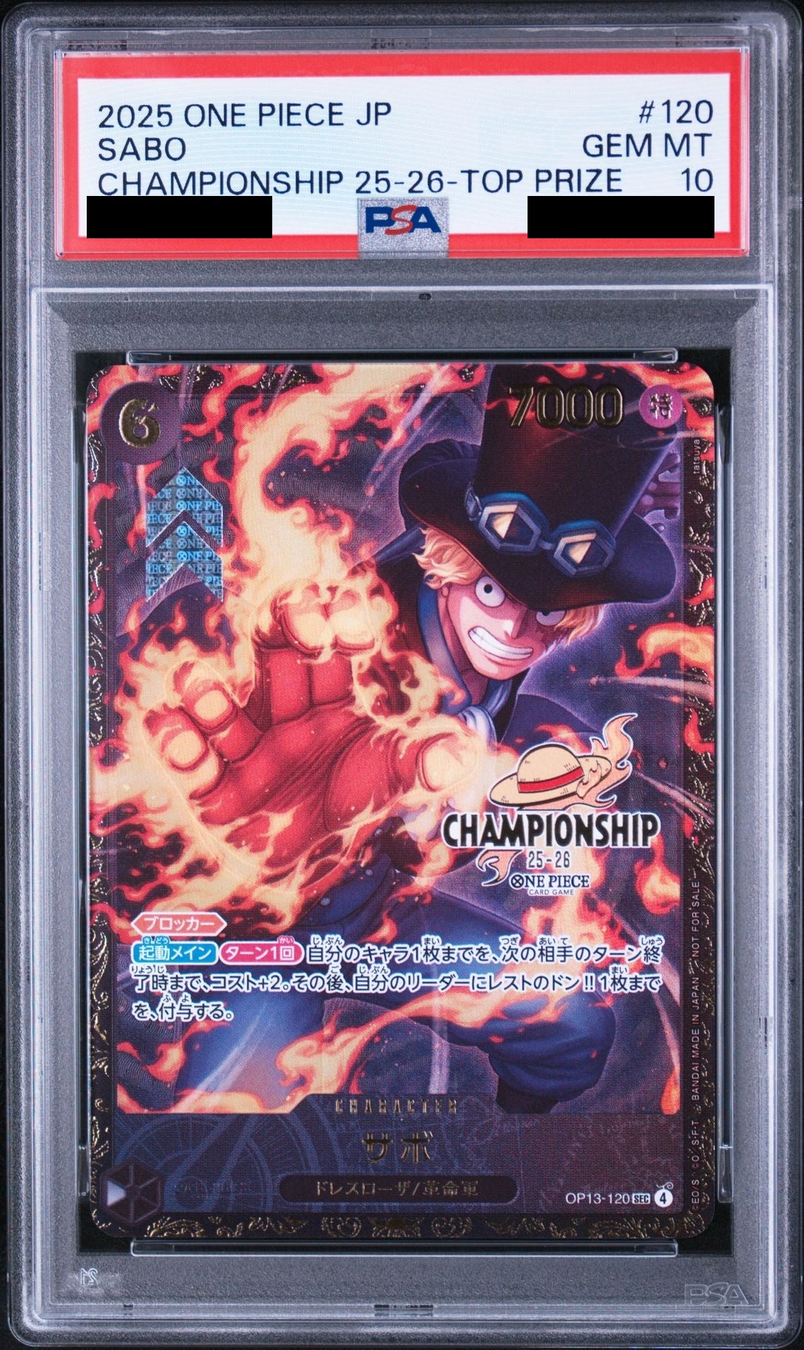 Sabo SEC OP13-120 One Piece PSA 10