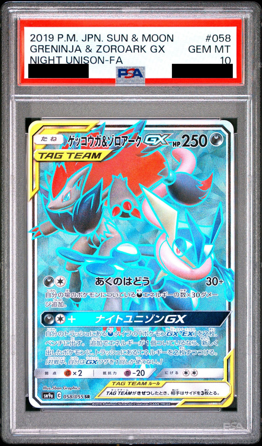 Greninja & Zoroark GX SR 058/055 SM9a PSA 10