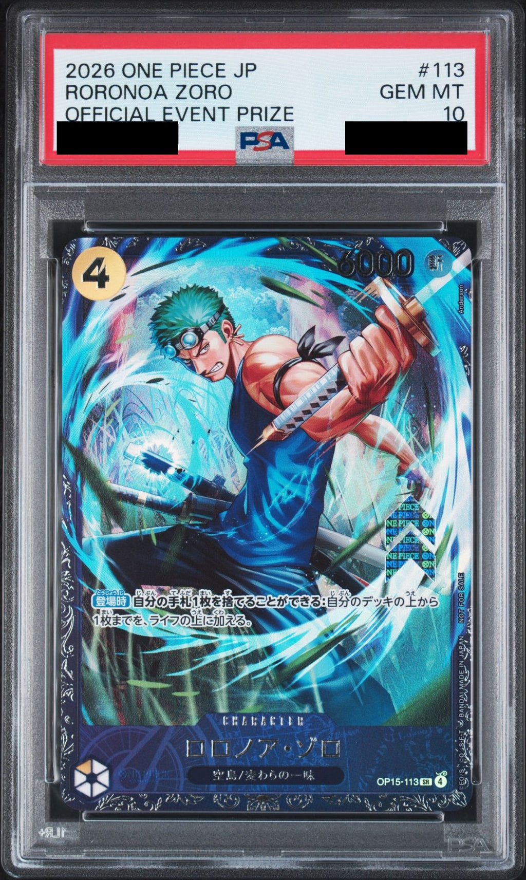 Roronoa Zoro SR Top Ranking Prize OP15-113 One Piece PSA 10