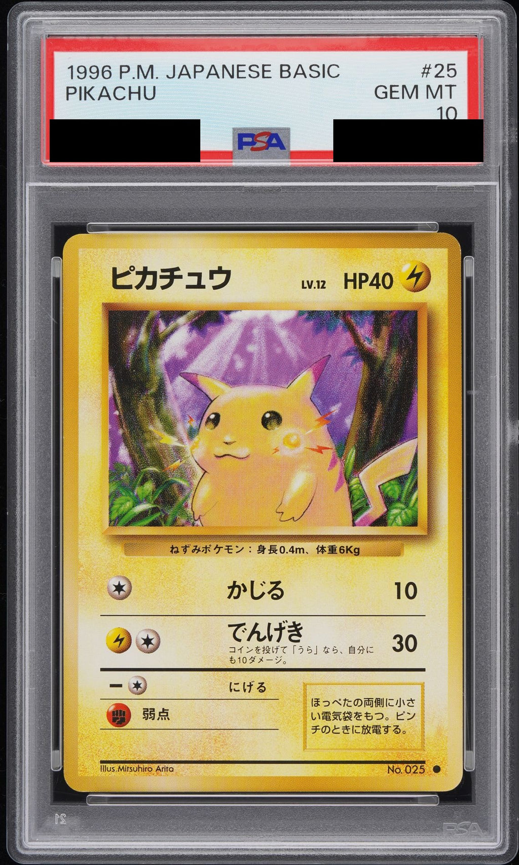 Pikachu Old Back PMCG1-2 PSA 10