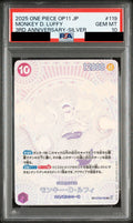 Monkey D. Luffy SEC 3rd Anniversary Silver OP05-119 PSA 10