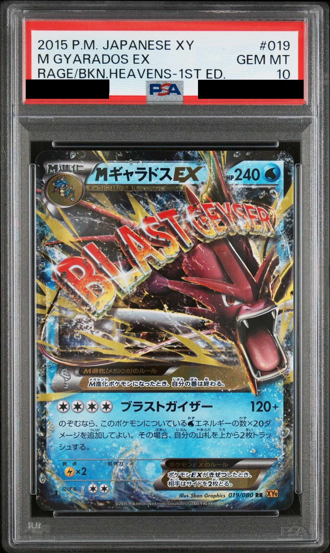 M Gyarados EX RR 1ED 019/080 XY9 PSA 10