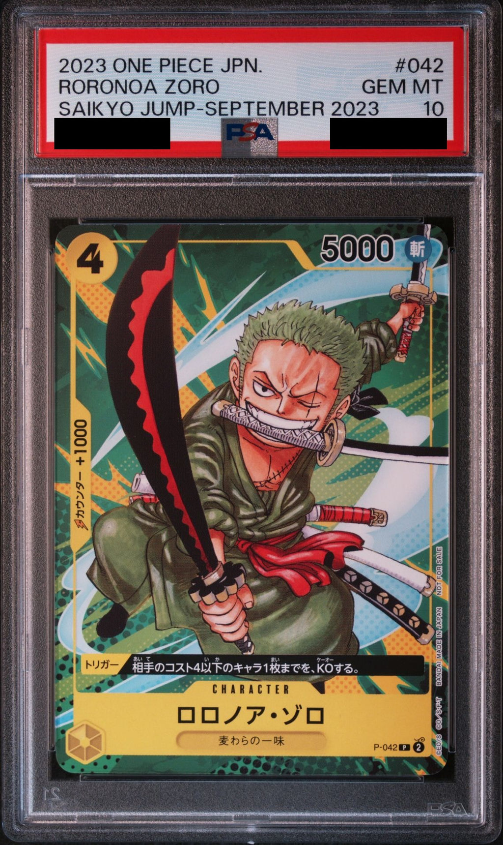Roronoa Zoro P P-042 One Piece PSA 10